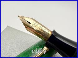 Rare Waterman Patrician Emerald Green Jade Fountain Pen & Pencil Set F 14k Flex