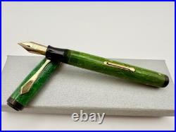 Rare Waterman Patrician Emerald Green Jade Fountain Pen & Pencil Set F 14k Flex