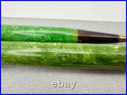 Rare Waterman Patrician Emerald Green Jade Fountain Pen & Pencil Set F 14k Flex