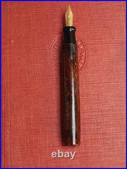 Rare Wood Grain Ebonite The Lakeside Fountain Pen Montgomery Ward 14k Gold NIB