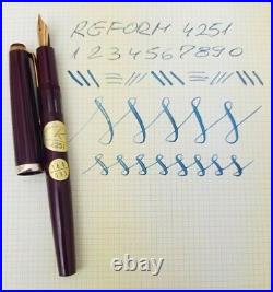 Reform 4251 Burgundy Piston Fountain Pen 14k EF Flex Nib Vintage Very Rare