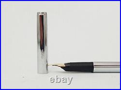 Reform Striped Chrome Fountain Pen 14k F NIb Set Boxed UNUSED Vintage 80s Rare