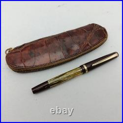 Rex Emi Tortoise Striped Piston Fountain Pen 14K EF Hidden Nib Vintage 60s Rare