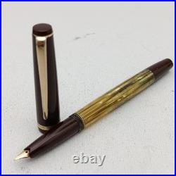 Rex Emi Tortoise Striped Piston Fountain Pen 14K EF Hidden Nib Vintage 60s Rare