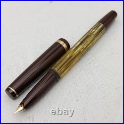 Rex Emi Tortoise Striped Piston Fountain Pen 14K EF Hidden Nib Vintage 60s Rare