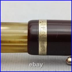 Rex Emi Tortoise Striped Piston Fountain Pen 14K EF Hidden Nib Vintage 60s Rare