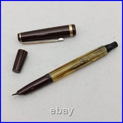 Rex Emi Tortoise Striped Piston Fountain Pen 14K EF Hidden Nib Vintage 60s Rare