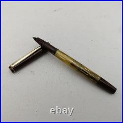 Rex Emi Tortoise Striped Piston Fountain Pen 14K EF Hidden Nib Vintage 60s Rare