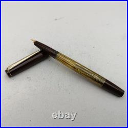 Rex Emi Tortoise Striped Piston Fountain Pen 14K EF Hidden Nib Vintage 60s Rare