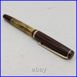 Rex Emi Tortoise Striped Piston Fountain Pen 14K EF Hidden Nib Vintage 60s Rare