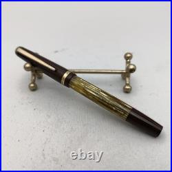 Rex Emi Tortoise Striped Piston Fountain Pen 14K EF Hidden Nib Vintage 60s Rare