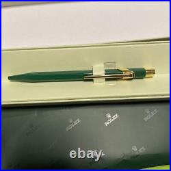 Rolex Ballpoint Pen Rare Green Gold Box Case Authentic Paper bag