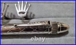 Rolex Ballpoint Pen Rare Silver Platinum Finish WAVE PATTERN with cuffs No Case
