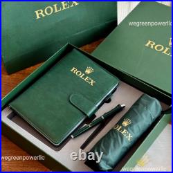 Rolex Green Executive Gift Set Pen Journal Umbrella VIP Luxury Rare New With Box
