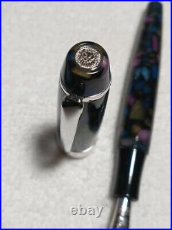 Romet Stained Glass Mosaic Vintage Fountain Pen Chrome Trim Fine Nib Very Rare