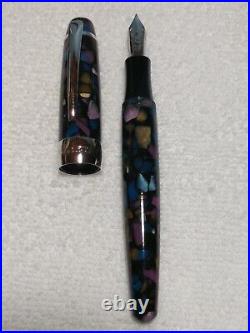 Romet Stained Glass Mosaic Vintage Fountain Pen Chrome Trim Fine Nib Very Rare