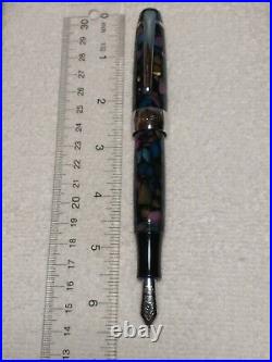 Romet Stained Glass Mosaic Vintage Fountain Pen Chrome Trim Fine Nib Very Rare