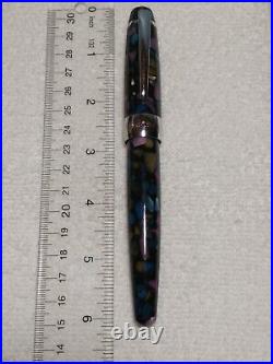 Romet Stained Glass Mosaic Vintage Fountain Pen Chrome Trim Fine Nib Very Rare