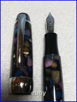 Romet Stained Glass Mosaic Vintage Fountain Pen Chrome Trim Fine Nib Very Rare