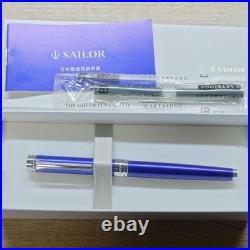 SAILOR Vulcarole Fountain Pen Silver Blue 14K F Nib New Rare Vintage