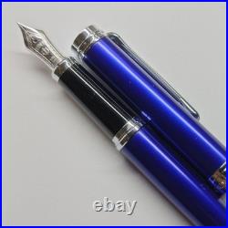 SAILOR Vulcarole Fountain Pen Silver Blue 14K F Nib New Rare Vintage