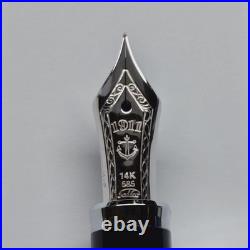 SAILOR Vulcarole Fountain Pen Silver Blue 14K F Nib New Rare Vintage