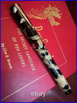 SHEAFFER ca 1927-9 FLAT TOP LIFETIME BLK/PRL WIDE RARE GOLD BAND 14K NIB