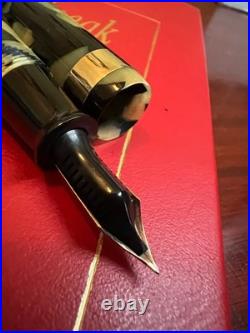 SHEAFFER ca 1927-9 FLAT TOP LIFETIME BLK/PRL WIDE RARE GOLD BAND 14K NIB