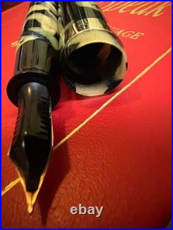 SHEAFFER ca 1927-9 FLAT TOP LIFETIME BLK/PRL WIDE RARE GOLD BAND 14K NIB