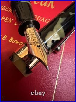SHEAFFER ca 1927-9 FLAT TOP LIFETIME BLK/PRL WIDE RARE GOLD BAND 14K NIB