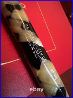 SHEAFFER ca 1927-9 FLAT TOP LIFETIME BLK/PRL WIDE RARE GOLD BAND 14K NIB