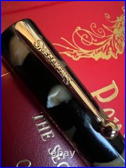 SHEAFFER ca 1927-9 FLAT TOP LIFETIME BLK/PRL WIDE RARE GOLD BAND 14K NIB