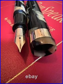 SHEAFFER ca 1927-9 FLAT TOP LIFETIME BLK/PRL WIDE RARE GOLD BAND 14K NIB