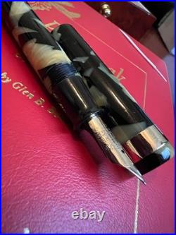 SHEAFFER ca 1927-9 FLAT TOP LIFETIME BLK/PRL WIDE RARE GOLD BAND 14K NIB
