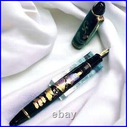 Sailor Maki-e 14K Fountain Pen GENJI Lavender M Nib 2009 Rare