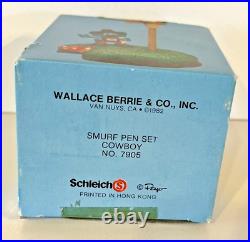 Schleich Smurf Pen Set Cowboy and Horse Vintage 1982 NEW Rare Open Box