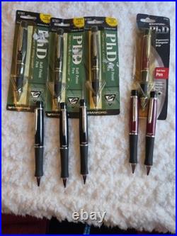 Set Of 9 Rare Vintage Sanford PHD Rollerball Pen Rubber Grip NEW OLD STOCK 1998
