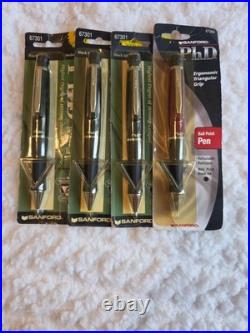 Set Of 9 Rare Vintage Sanford PHD Rollerball Pen Rubber Grip NEW OLD STOCK 1998