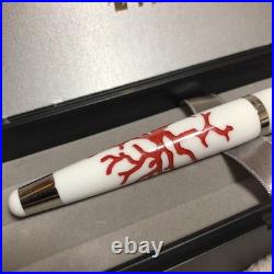 Signum Corallo Collection White Red Fountain Pen 18K Gold Nib F Italian New Rare