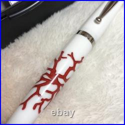 Signum Corallo Collection White Red Fountain Pen 18K Gold Nib F Italian New Rare