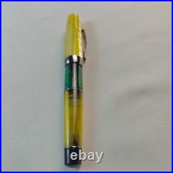 Stipula 22 Fountain Pen Italy A1421 Yellow Green Piston Fill Fine Nib Ultra Rare