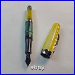 Stipula 22 Fountain Pen Italy A1421 Yellow Green Piston Fill Fine Nib Ultra Rare