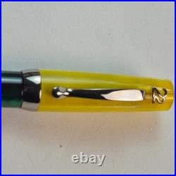 Stipula 22 Fountain Pen Italy A1421 Yellow Green Piston Fill Fine Nib Ultra Rare