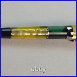 Stipula 22 Fountain Pen Italy A1421 Yellow Green Piston Fill Fine Nib Ultra Rare