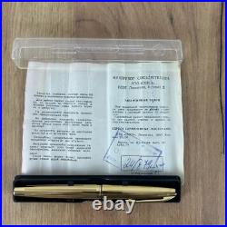 Union Gold Plated Fountain Pen 14k EF Gold (583) Nib Very Rare Vintage USSR box
