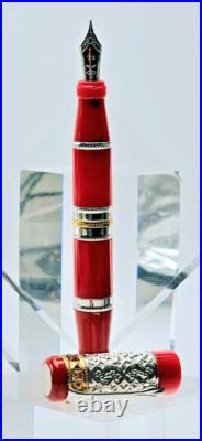 VERY RARE Ancora Bisanzio Red LE 1/88 FP 18K Fine Nib NOS 1 Stone Missing