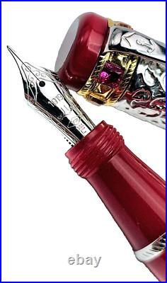 VERY RARE Ancora Bisanzio Red LE 1/88 FP 18K Fine Nib NOS 1 Stone Missing