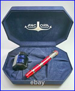 VERY RARE Ancora Bisanzio Red LE 1/88 FP 18K Fine Nib NOS 1 Stone Missing