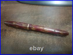 VINTAGE SUMMIT S70 FOUNTAIN PEN RED MARBLE 14ct GOLD NIB RARE