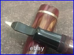 VINTAGE SUMMIT S70 FOUNTAIN PEN RED MARBLE 14ct GOLD NIB RARE